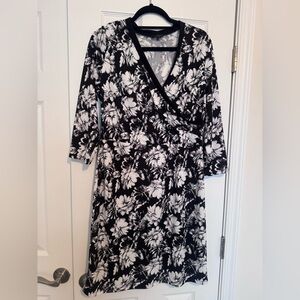 The Limited Black and White Floral Long Sleeve Dress